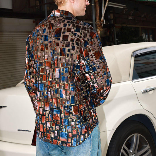 Colorful checkered semi-transparent sexy shirt