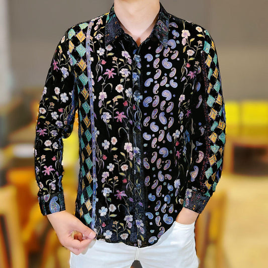 Spring floral textured shirt