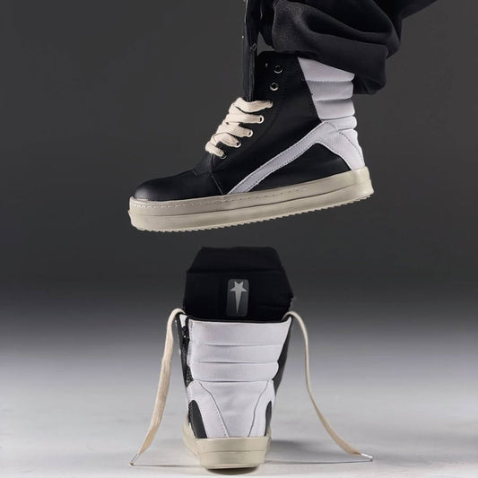 Black and white street style boots