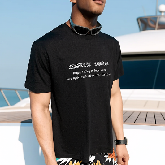 Back 3D Lace Wing Cross Print Loose Crew Neck T-Shirt
