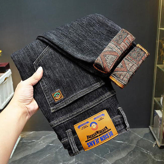 Vintage-style lining soft denim jeans