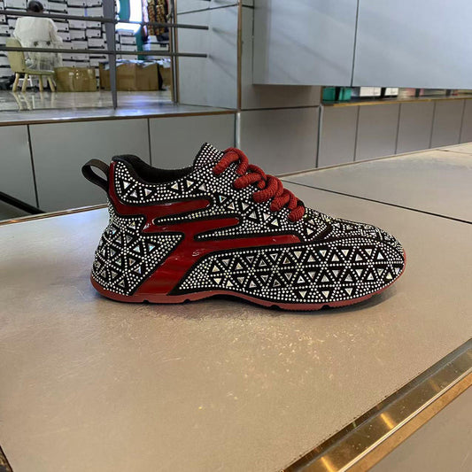 Street-style glamorous rhinestone sneakers