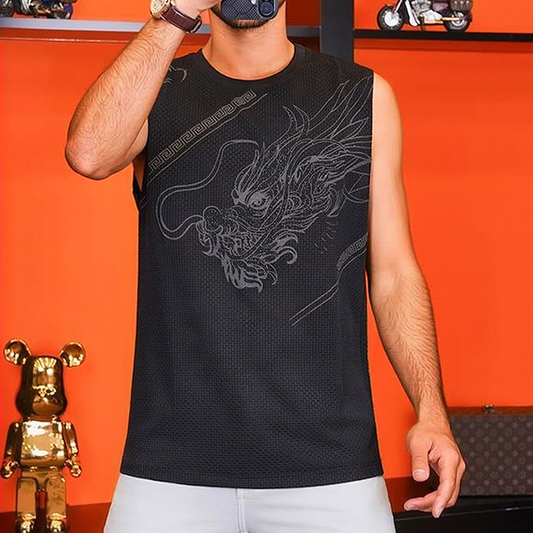 Cool and breathable rhinestone dragon tank top