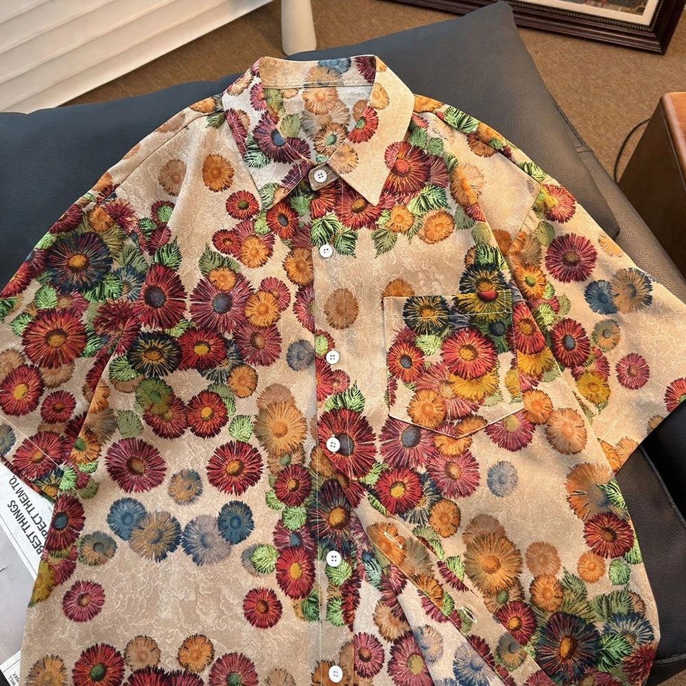 Vintage Lapel Short Sleeve Shirt