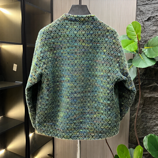 Geometric Jacquard Stand Collar Men's Cardigan