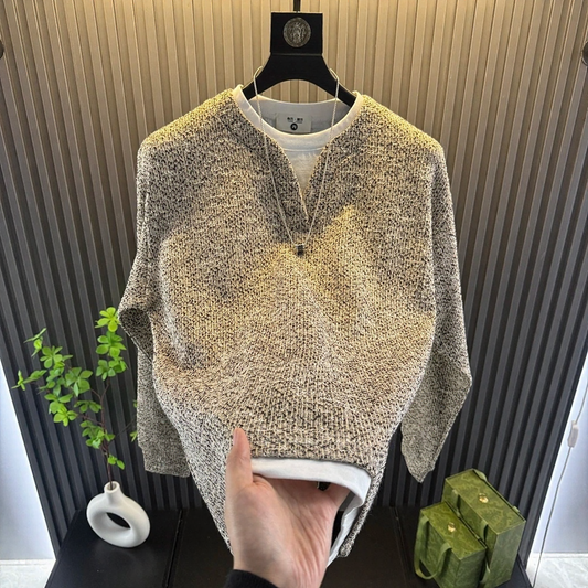 Heathered Faux Layer Crew Neck Sweater