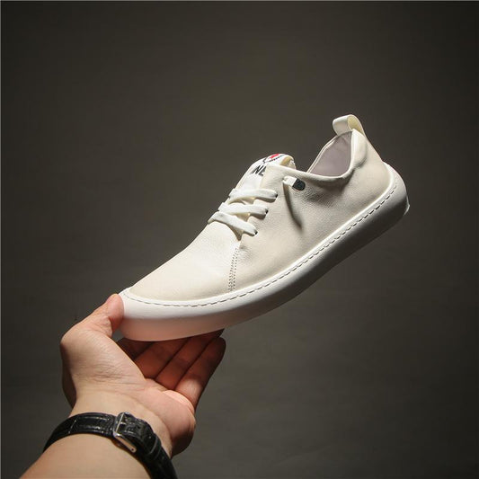 Minimalist textured soft leather casual shoes