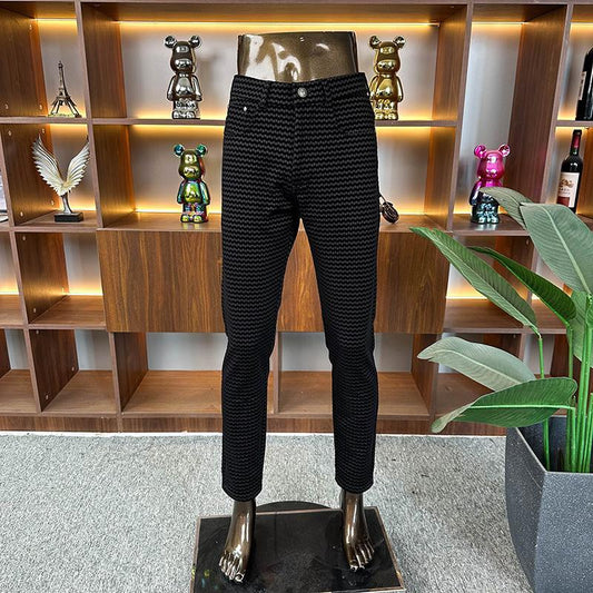 Soft texture slim fit trousers