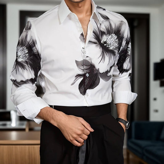 Black and white floral Sparkling shirt