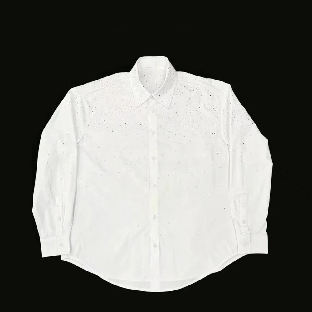 Gradient Rhinestone Long Sleeve Shirt
