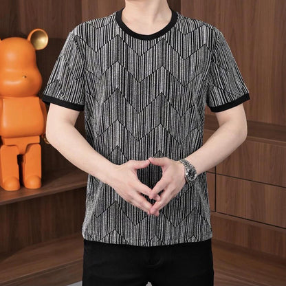 Shimmering Silk Crew Neck Stretch Breathable T-Shirt