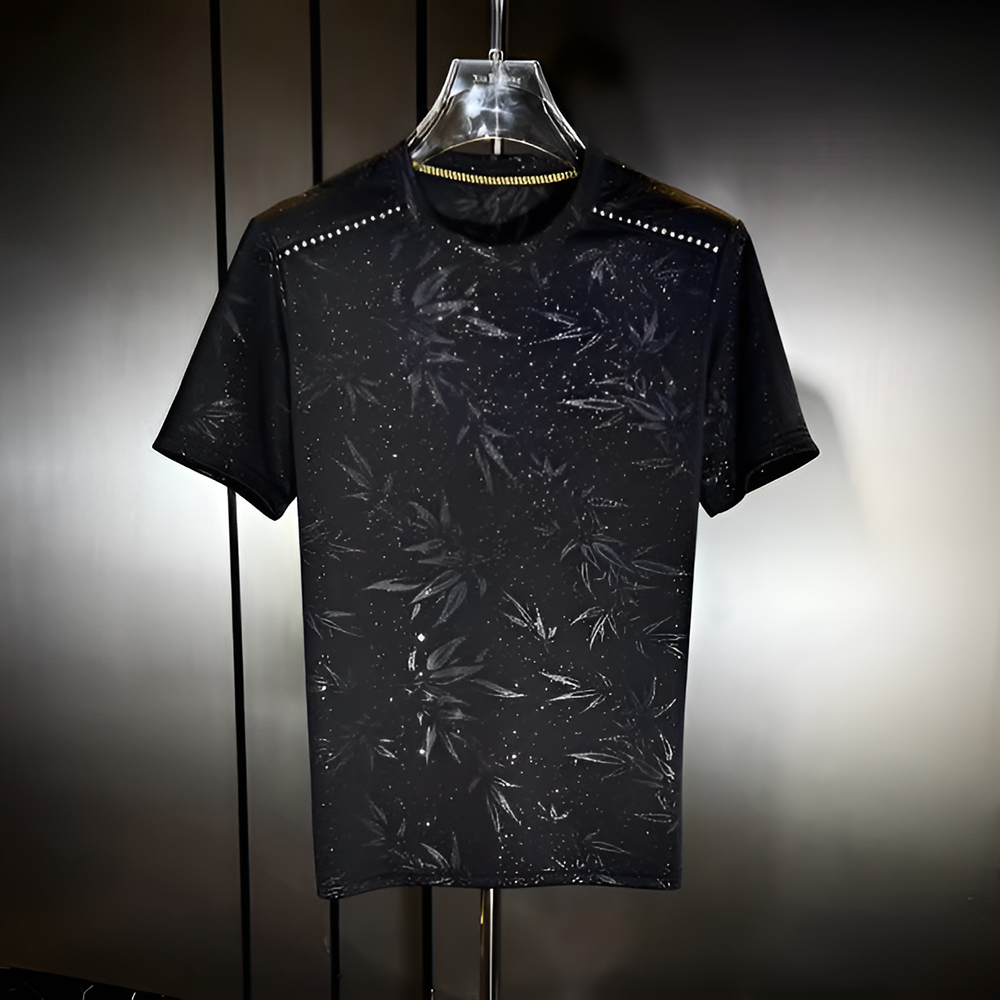 Bamboo Leaf Jacquard & Rivet Detail T-Shirt