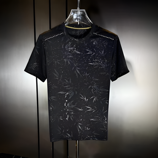 Bamboo Leaf Jacquard & Rivet Detail T-Shirt