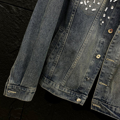 Large rhinestone denim jacket