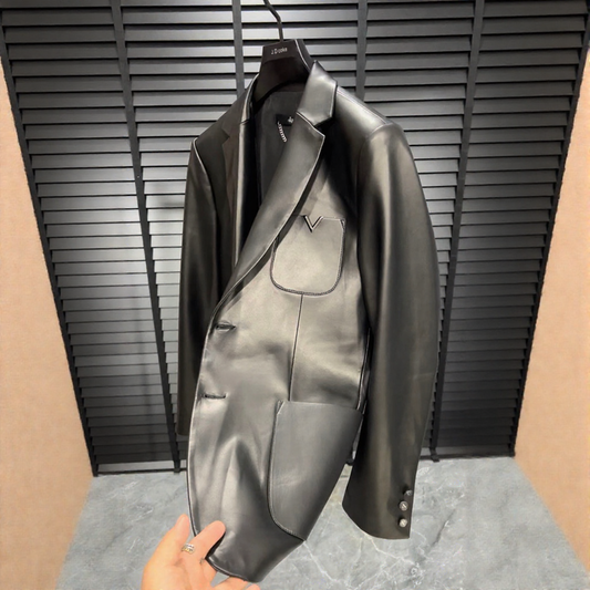 Oiled leather blazer