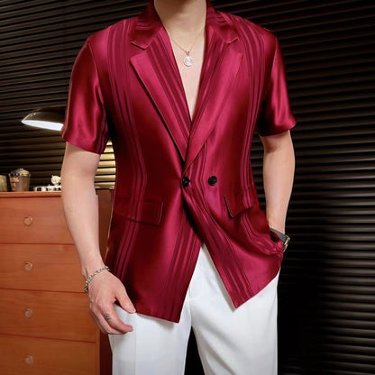 Silky-textured lightweight suit-style shirt