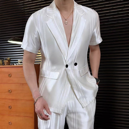 Silky-textured lightweight suit-style shirt