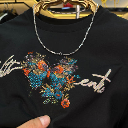 Sparkling rhinestone butterfly T-shirt