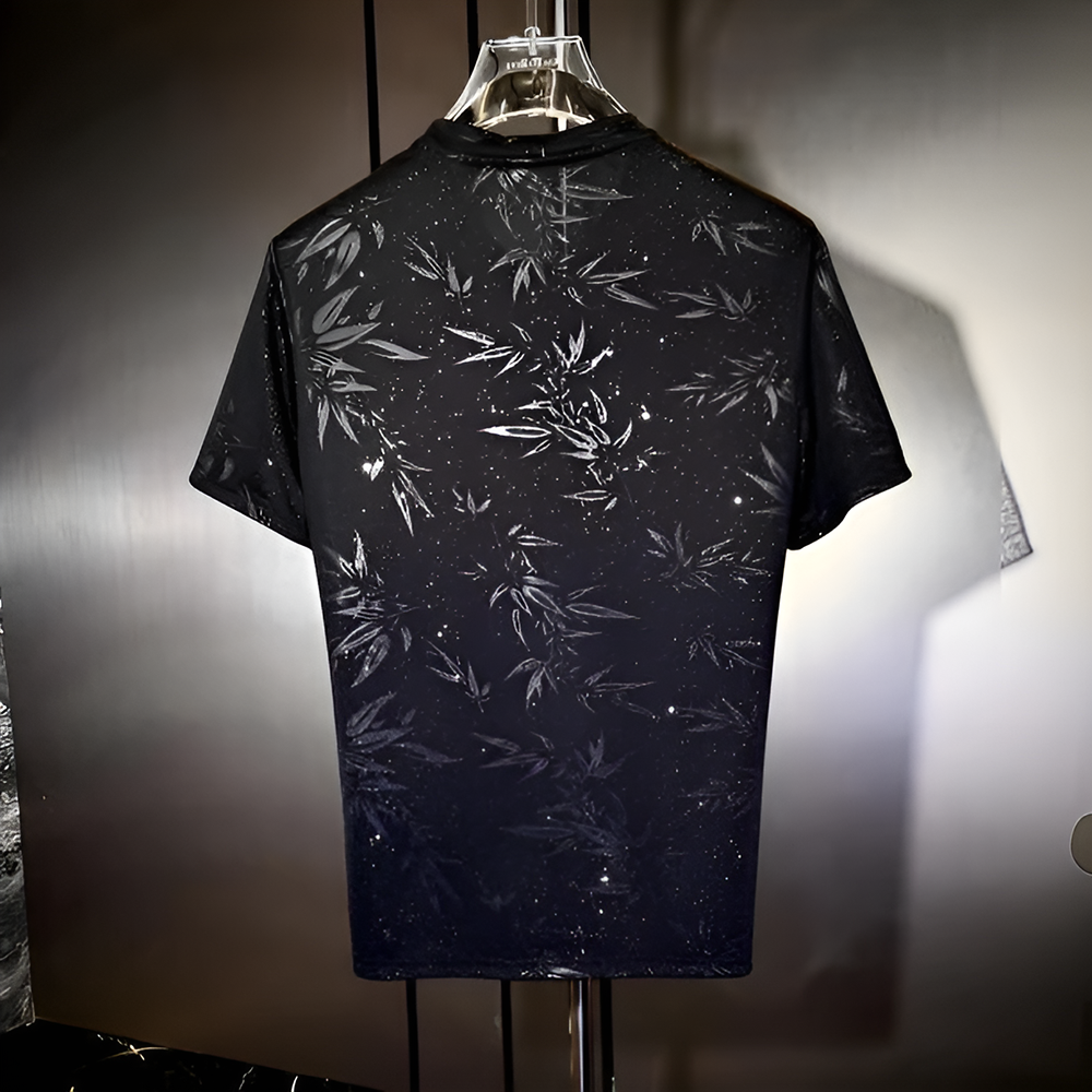 Bamboo Leaf Jacquard & Rivet Detail T-Shirt