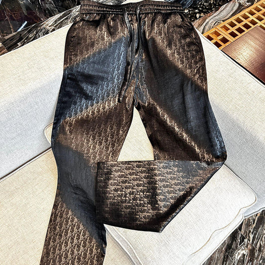 All-letter satin silky casual pants