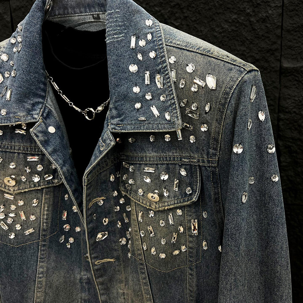 Large rhinestone denim jacket