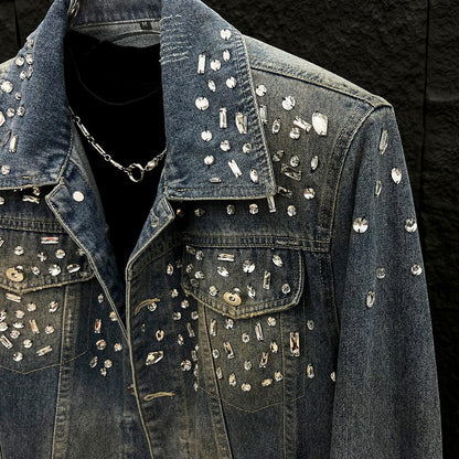Large rhinestone denim jacket