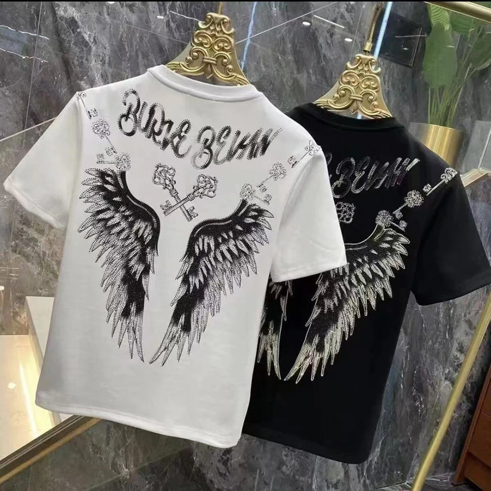 Tiger Head & Gothic Letter Rhinestone Luxury T-Shirt