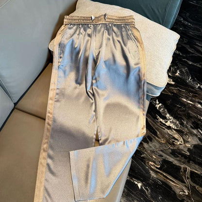 Silky satin cool casual pants
