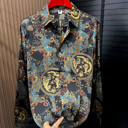 Retro-patterned gorgeous casual shirt