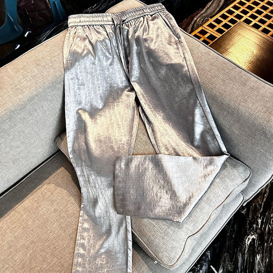All-letter satin silky casual pants