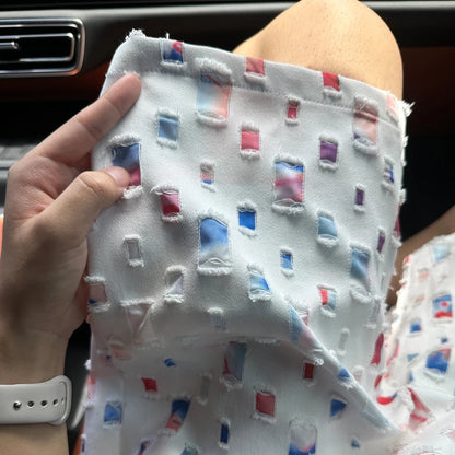Ripped Color Block Textured Shorts