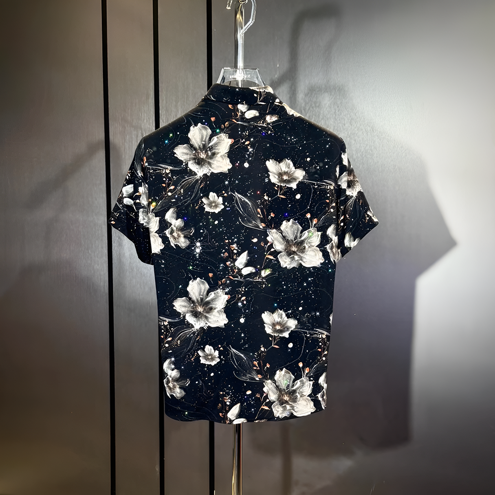 Star Glitter Draped Short Sleeve Shirt II