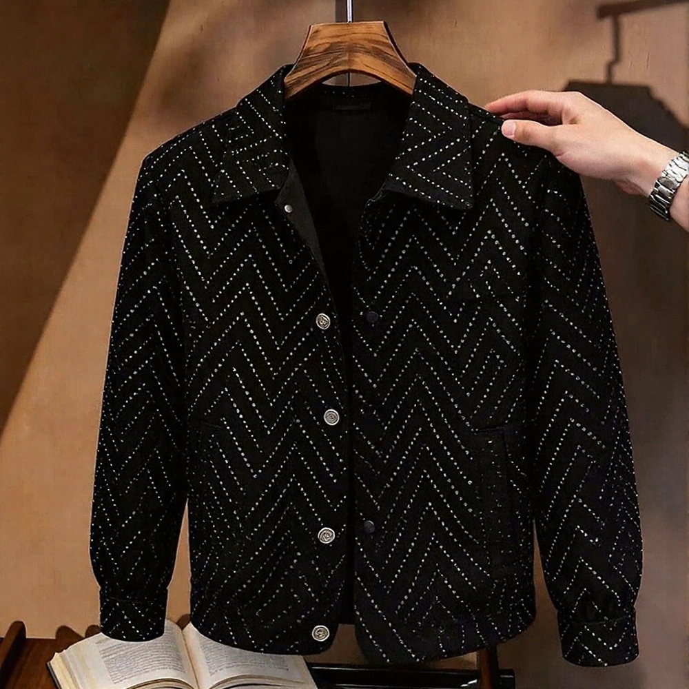 Pleated textured rhinestone jacket