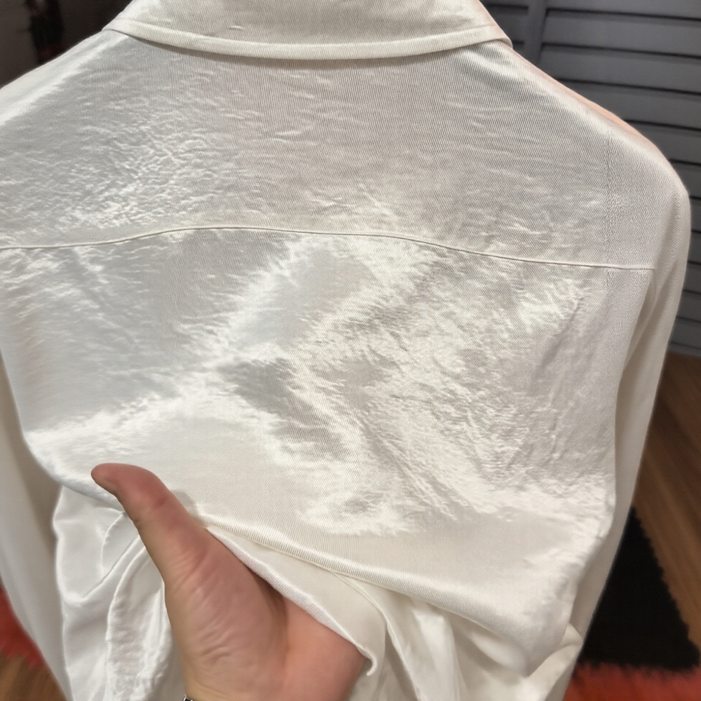 Crinkle Texture Draped Long‑Sleeve Shirt