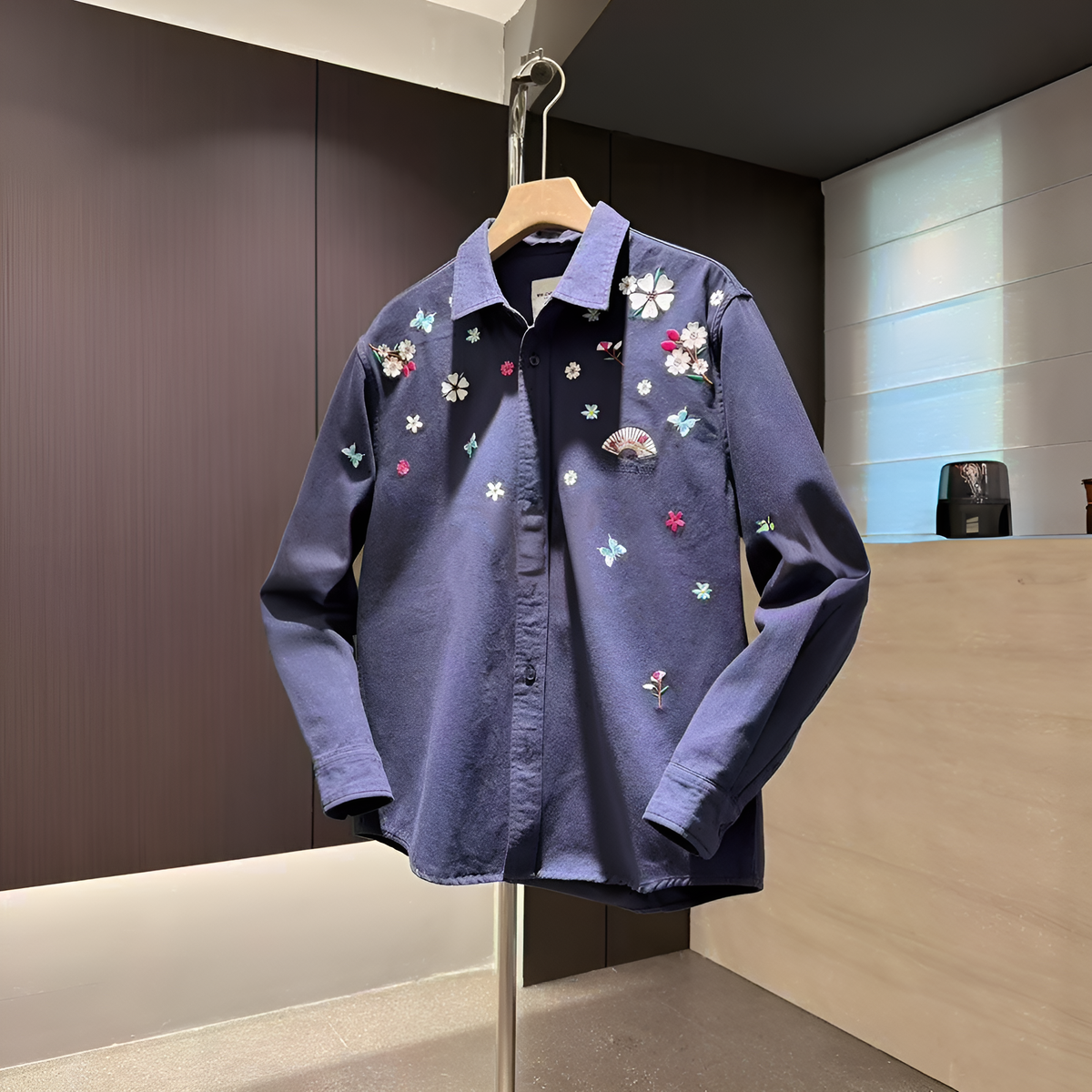 Floral Embroidery Casual Shirt