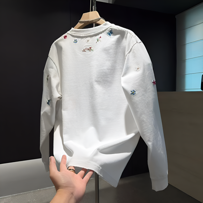 Floral Embroidery Long Sleeve Tee