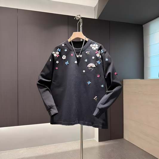 Floral Embroidery Long Sleeve Tee
