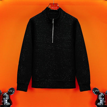 Speckle Half-Zip Mock Neck Top