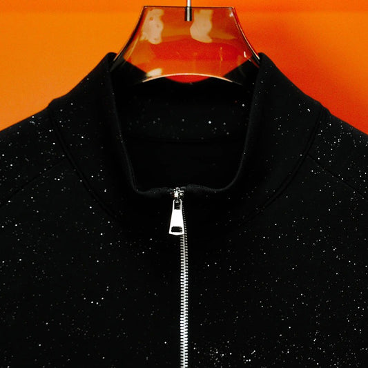 Star Fleck Full-Zip Stand Collar Jacket