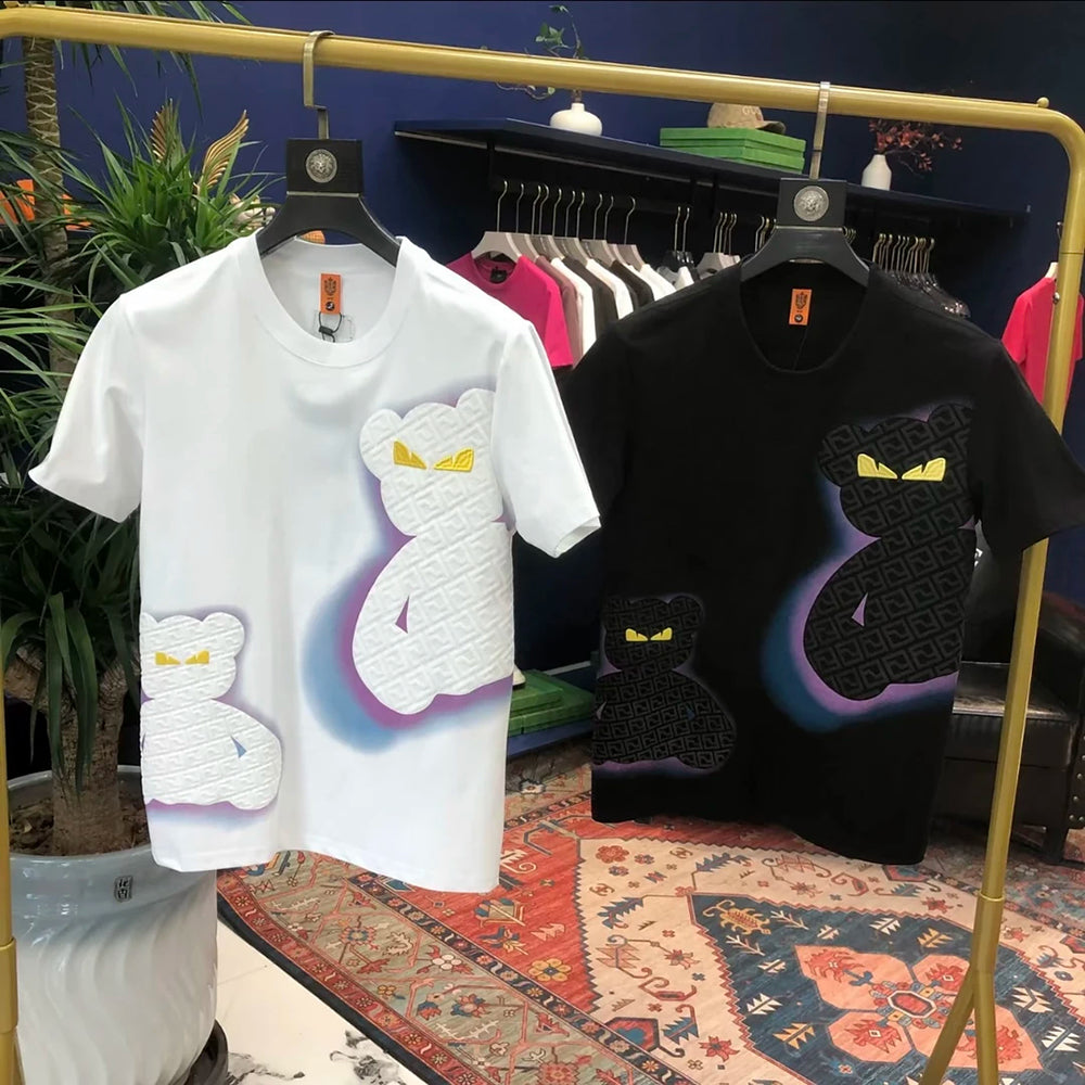 Embossed Bear Gradient Atmosphere Crew Neck Tee