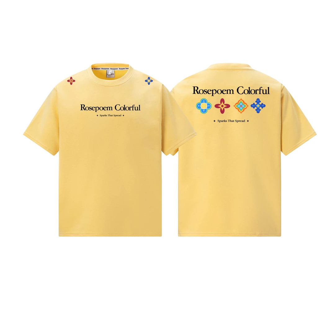 Front & Back Floral Slogan Letter Loose T-Shirt