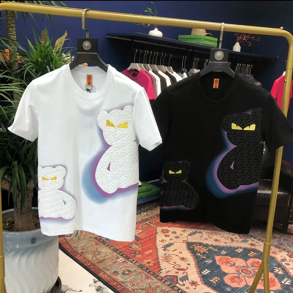 Embossed Bear Gradient Atmosphere Crew Neck Tee