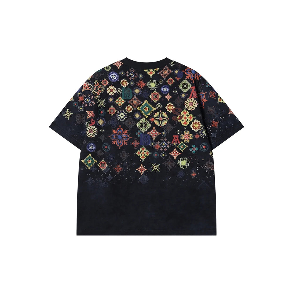 National Geometric Full Print Loose Crew Neck T-Shirt