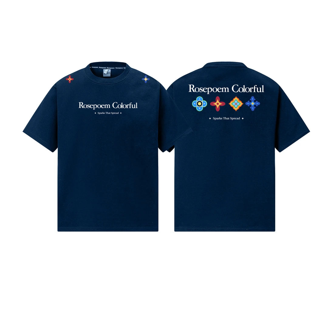 Front & Back Floral Slogan Letter Loose T-Shirt