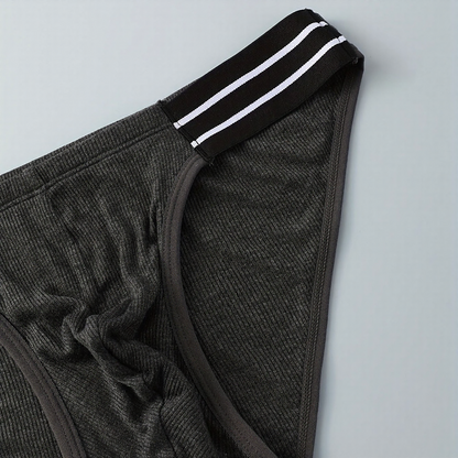 Striped lace-up ribbed cotton briefs