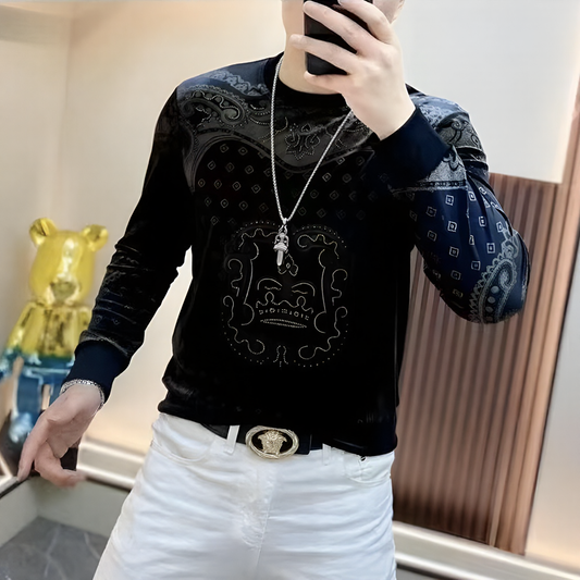 Retro rhinestone velvet top