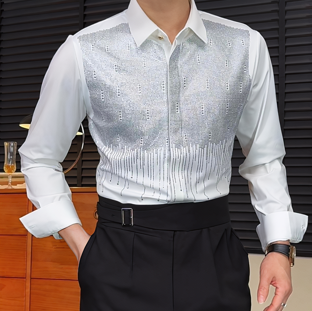 Rhinestone-studded business shirt