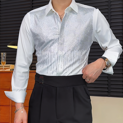 Rhinestone-studded business shirt