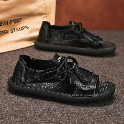 Lace-Up Soft-Sole Vintage Leather Sandals