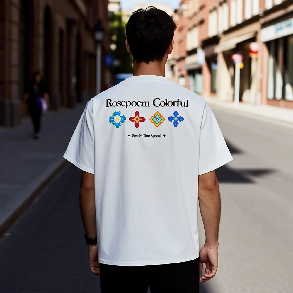 Front & Back Floral Slogan Letter Loose T-Shirt